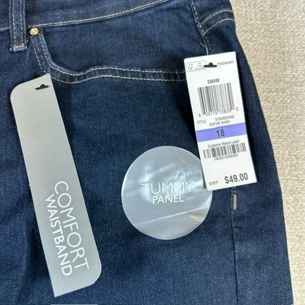 NWT JM Collection Comfort Waistband Tummy Control Stretch Jeans 18 $49 Wide Leg